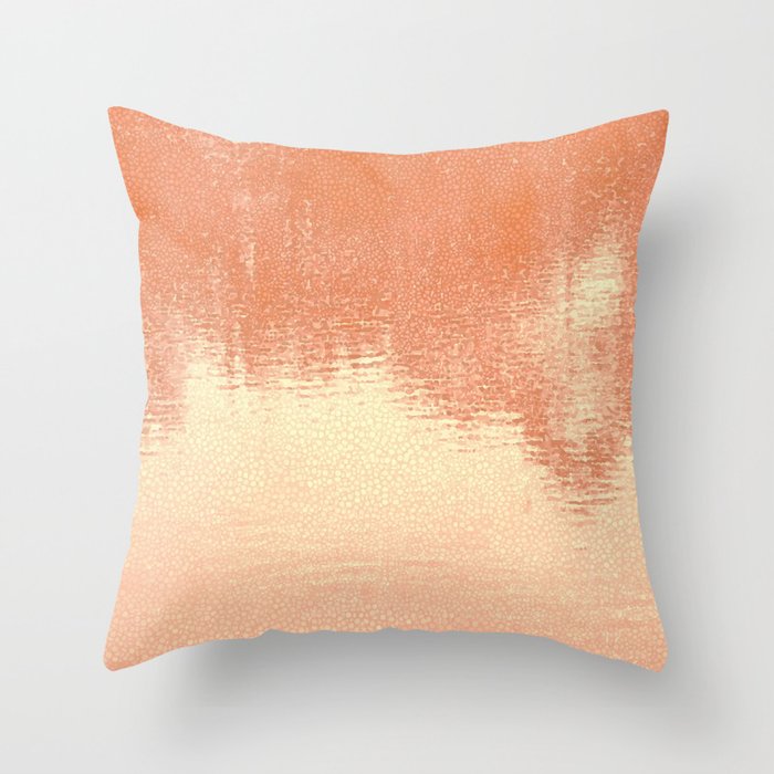 Mosaic, abstract, sea, reflection, summer,orange, tan, pink, beach, pattern, acrylic, Throw Pillow