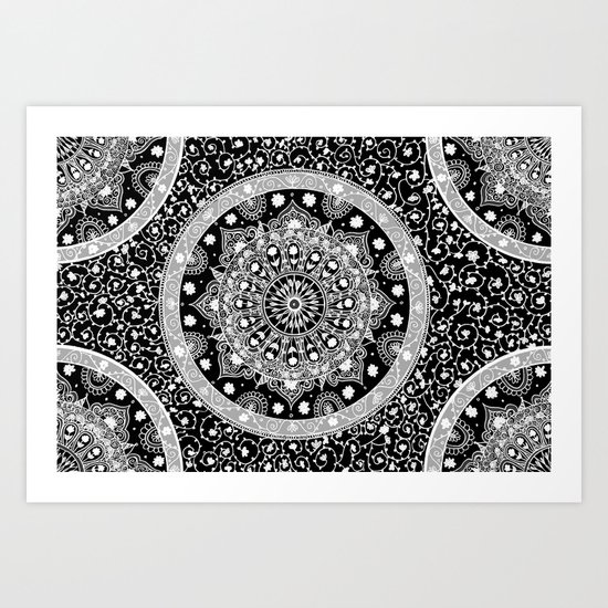Black and White Mandala Art Print