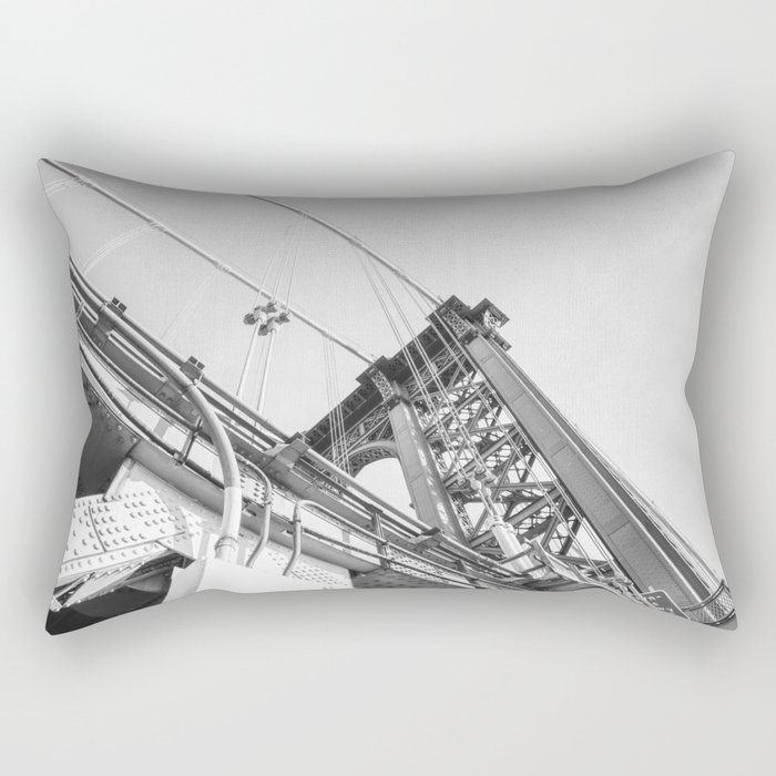 Manhattan Bridge Black and White Rectangular Pillow