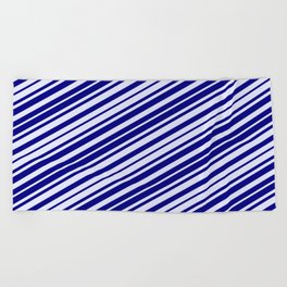 [ Thumbnail: Blue and Lavender Colored Lines/Stripes Pattern Beach Towel ]