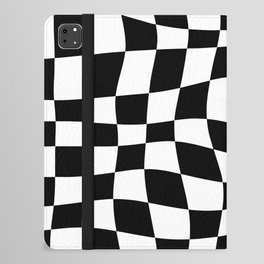 Warped Checkered Pattern (black/white) iPad Folio Case