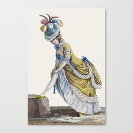 Bonjour Marie Antoinette Fashion Drawing Yellow Gown Canvas Print