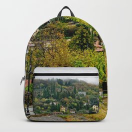 Varenna In The Rain Backpack | Mountain, Village, Como, Bright, Natural, Vacation, Travel, Photo, Lake, View 