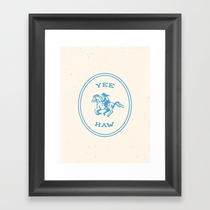 Yee Haw in Blue Framed Art Print