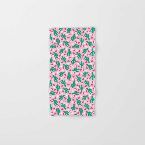 Not So Much - cactus memphis triangle throwback retro 80s bright neon pattern Hand & Bath Towel