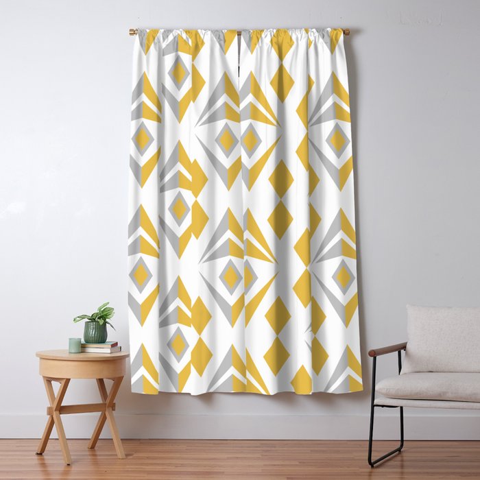 Geometric Tribal Boho Pattern In Light Summer Grey Yellow Palette