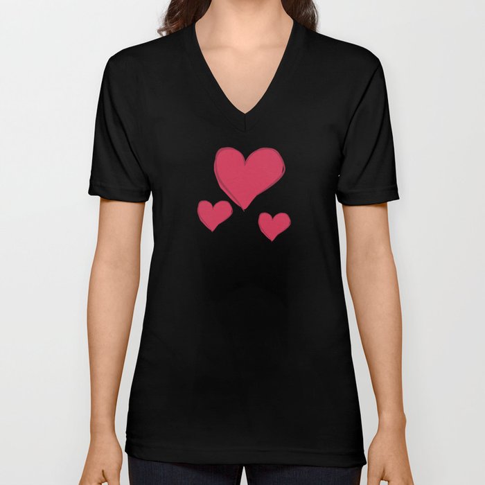 Heart V Neck T Shirt