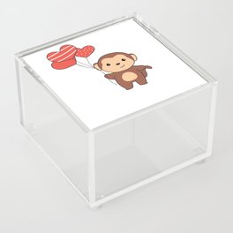 Monkey Cute Animals With Heart Balloons valentine Acrylic Box