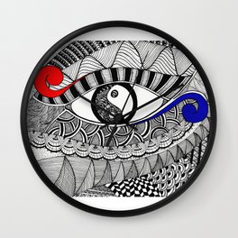 Yin Yang Eye Zentangle art Wall Clock