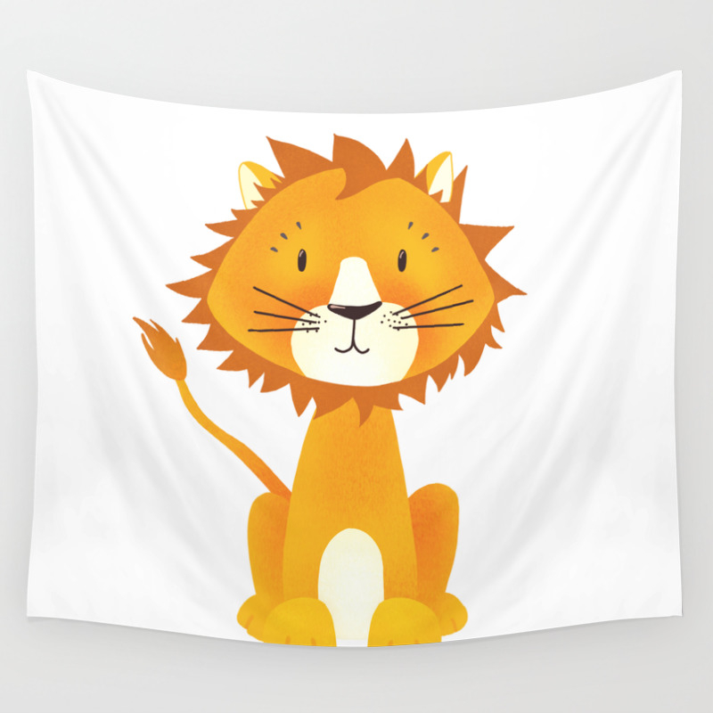 Cute Lion Illustration On White Background Wall Tapestry By Martaolgaklara Society6