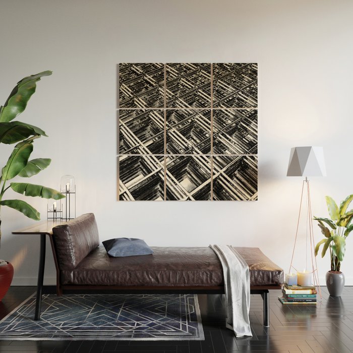 Rebar On Rebar Industrial Abstract Wood Wall Art By Kmstahlros