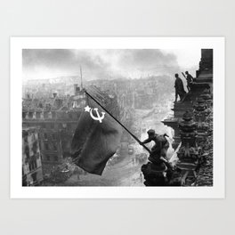 Raising a Flag over the Reichstag Art Print