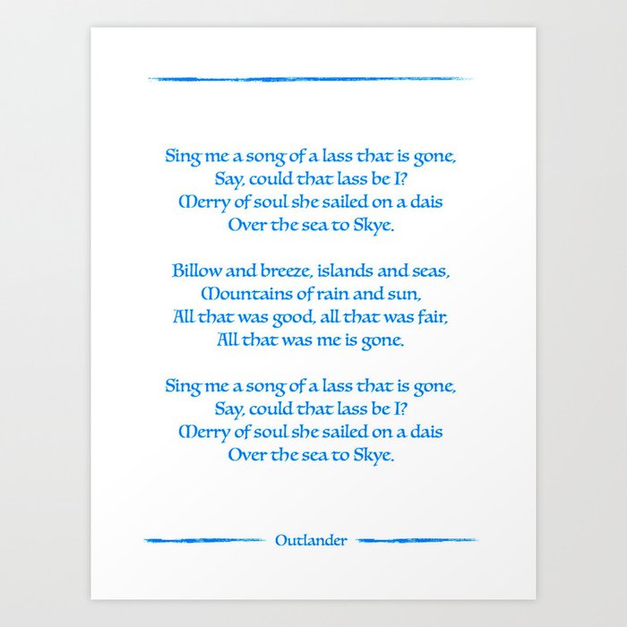 skye boat song art outlander skye boat song print jamie and claire sassenach skye boat song art outlander skye boat song print jamie and claire sassenach