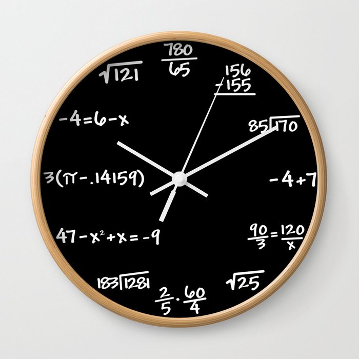Math Mathematics Formulas Clock :: Solve the Time Wall Clock