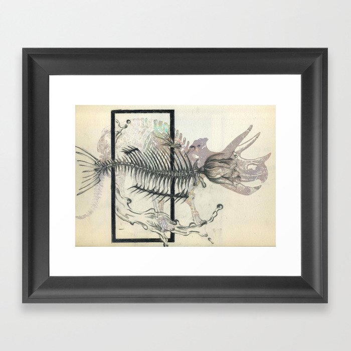 rose-Fish-bone dinosaur Framed Art Print