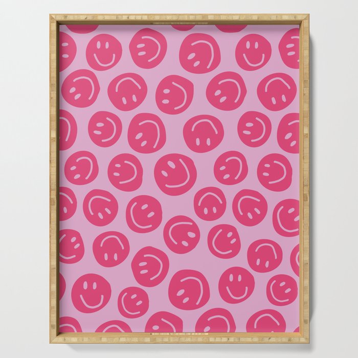 Hot Pink Smiley Faces Serving Tray