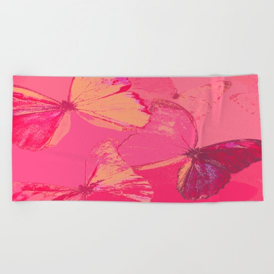 Butterflies in red shades Beach Towel