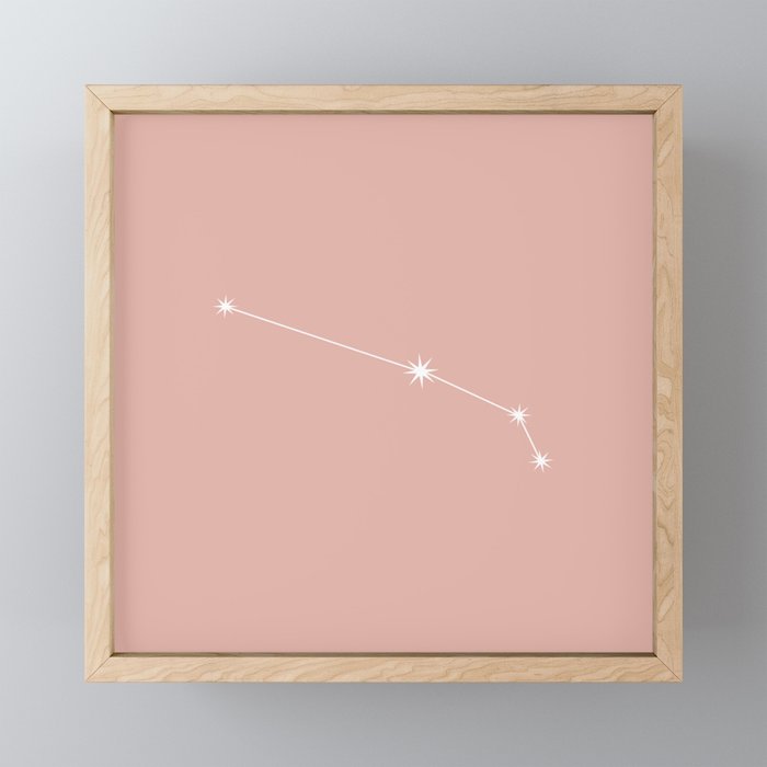 ARIES Pastel Pink – Zodiac Astrology Star Constellation Framed Mini Art Print