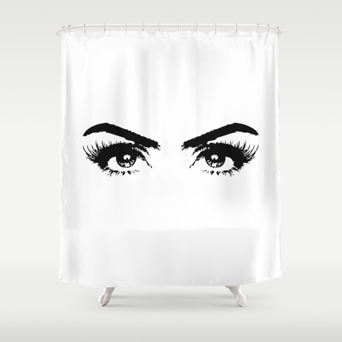 Sexy Black White Eyes Girls Bedroom Eyelashes Makeup Art Shower