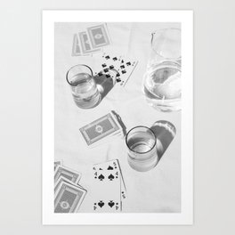 Playing a Game of Cards | Black and White Summer Sunshine Outside Games Photography Art Print Art Print