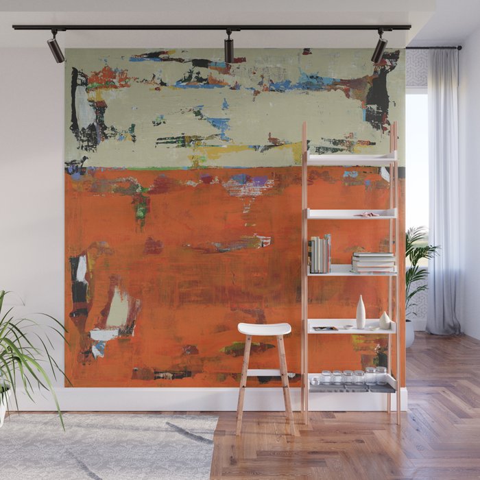 Roadrunner Bright Orange Abstract Colorful Art Painting Wall Mural
