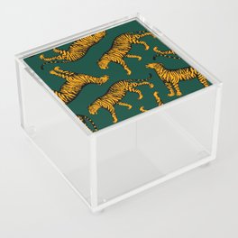 Tigers (Dark Green and Marigold) Acrylic Box