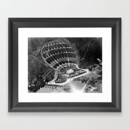 Hollywood Bowl aerial vintage, Los Angeles, California black and white photograph / photography Framed Art Print