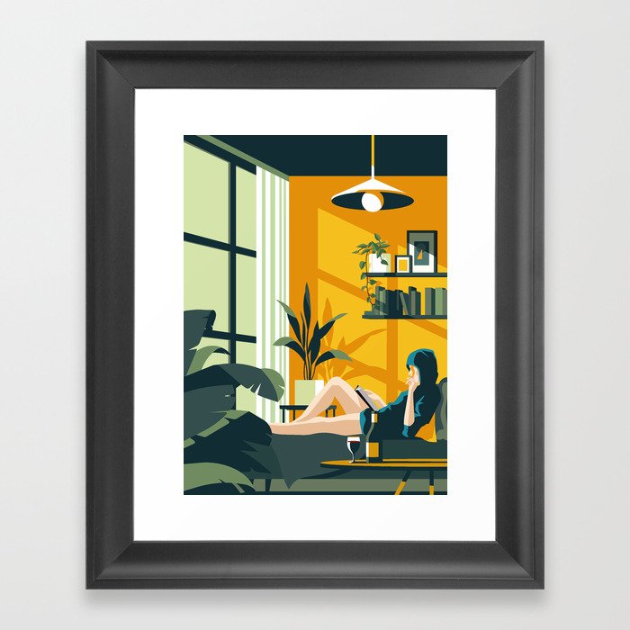 The Blue Hat Girl / Stay Home Framed Art Print by Roland Banrevi | Society6