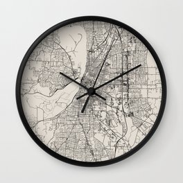USA - Salem - City Map - Black and White Wall Clock