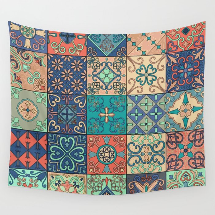 Arabic tile pattern Wall Tapestry