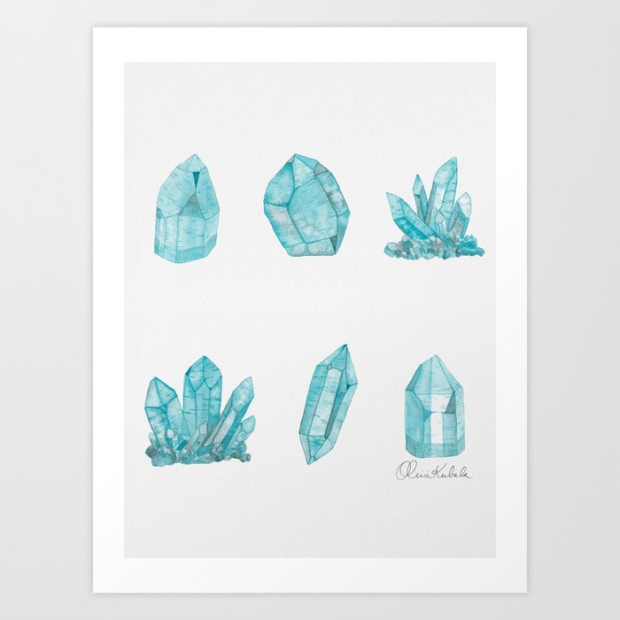Crystals - Aquamarine Art Print