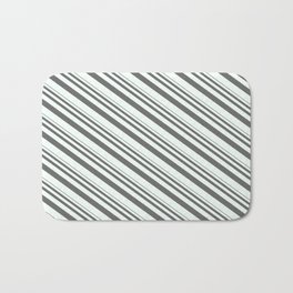 [ Thumbnail: Dim Gray & Mint Cream Colored Striped/Lined Pattern Bath Mat ]