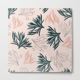 Coral Seaweed Metal Print | Tropicalpattern, Bohemiandecor, Boho, Navy, Tropical, Plants, Pastels, Blush, Summerposter, Drawing 