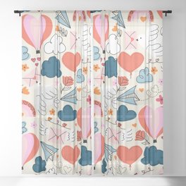 Love Is In The Air Valentines Pattern Sheer Curtain