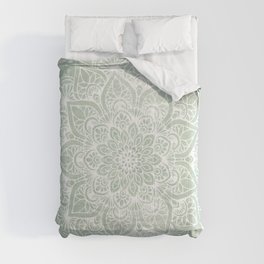 Mandala, Yoga Love, Sage Green, Boho Print Comforter