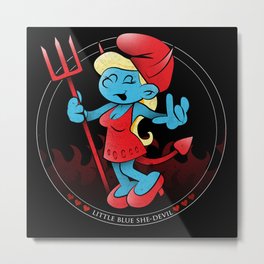 The Little Blue She-Devil Metal Print | Retrocartoon, Graphicdesign, Badsmurfette, Badsmurf, Littledevil, Shedevil, 80Scartoon, She Devil, Blondedevil, Smurfs 
