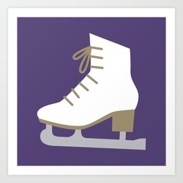 Ice Skate - Figure Skating Digital Pattern - Purple Art Print