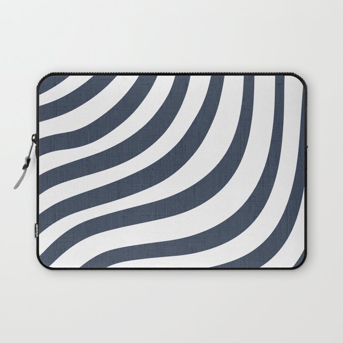 Navy Blue and White Stripes Laptop Sleeve