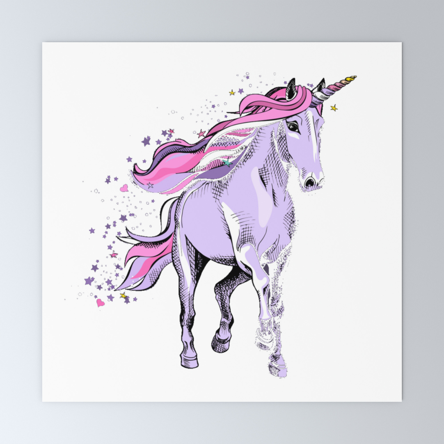 Realistic Rainbow Pink Unicorn Lgbt Pride Mini Art Print By
