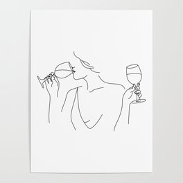 Double Fisting Wine Poster
