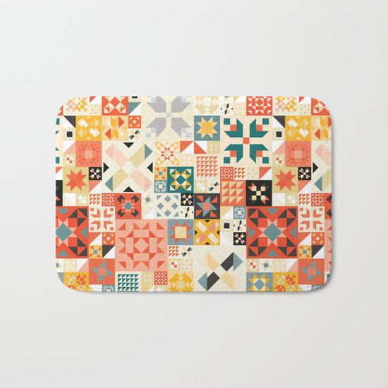Modern Quilt Pattern Bath Mat