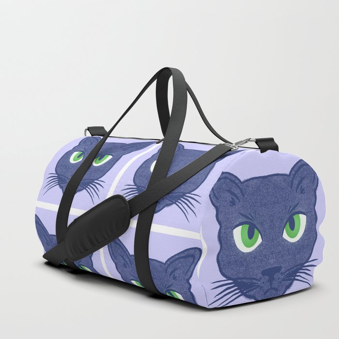 Retro Modern Periwinkle Cats Pattern Duffle Bag