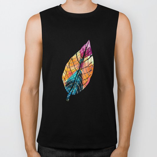 Colorful Leaves Pattern Biker Tank
