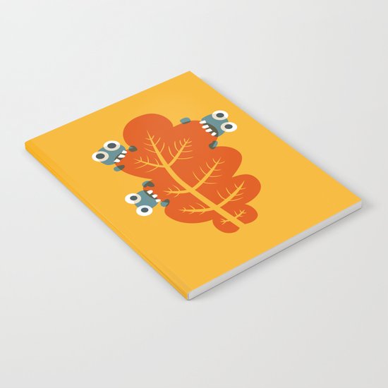 Cute Bugs Eat Autumn Leaf Notebook