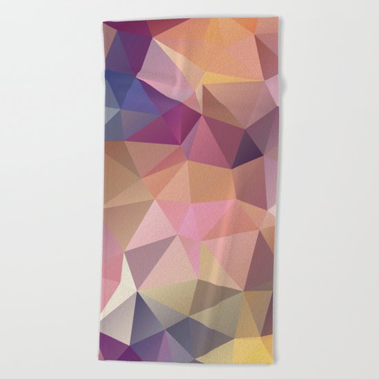Abstract of triangles polygon in multicolor Beach Towel