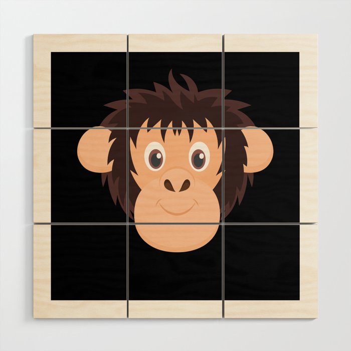 Monkey Kids Monkey Head Chimpanzee Wood Wall Art