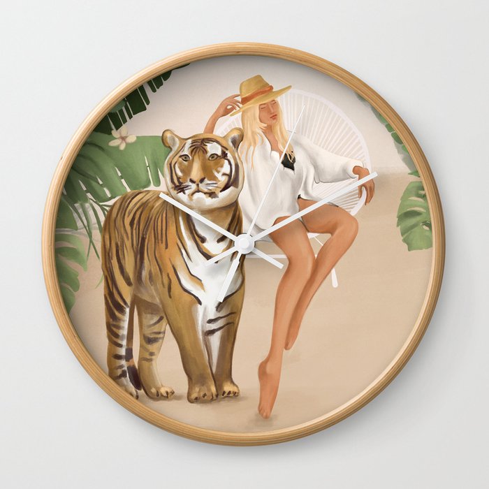 The Lady and the Tiger Wall Clock