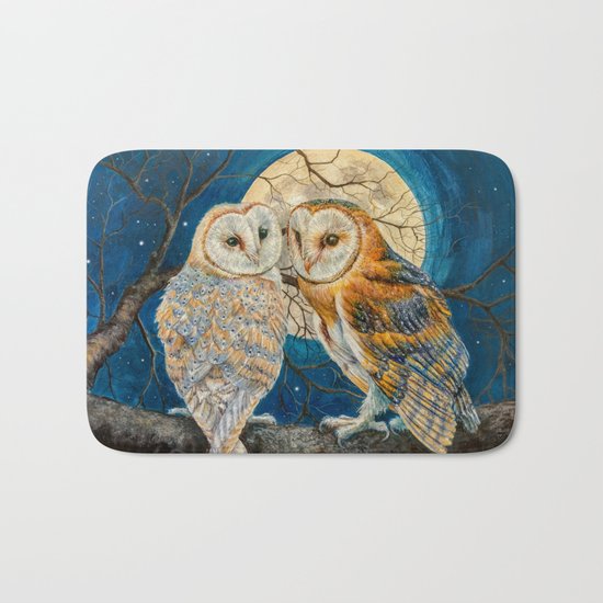 Owls Moon Stars Bath Mat