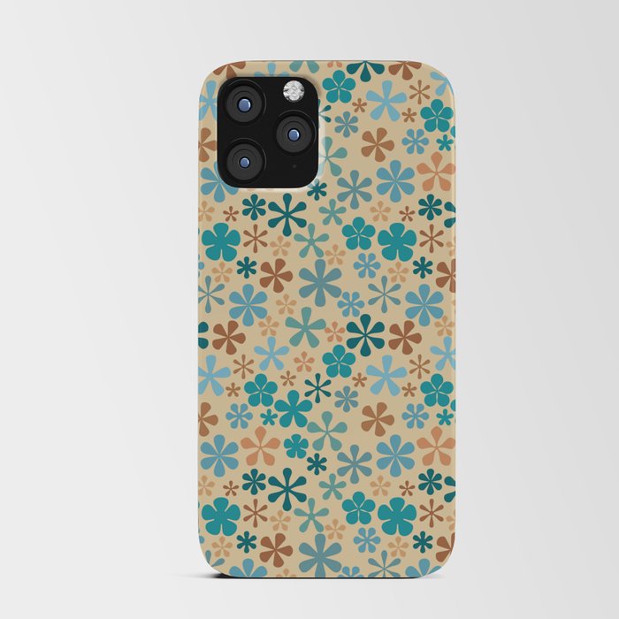 blue cream brown floral nautical eclectic daisy print ditsy florets iPhone Card Case