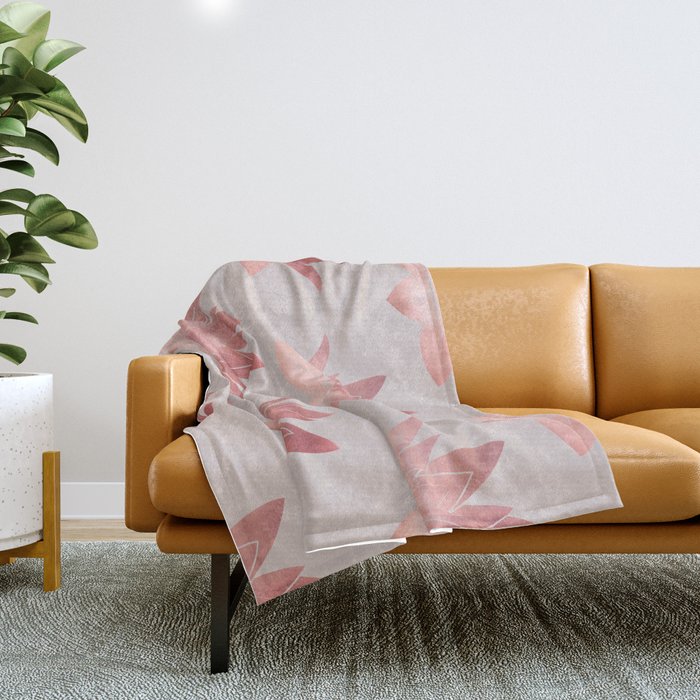 Pink Lotus Flower | Watercolor Texture Throw Blanket